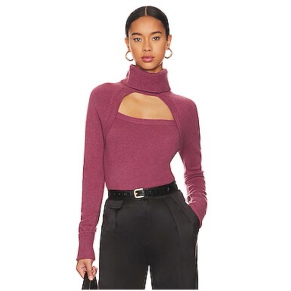Paige x Revolve Cherise Cut-Out Rollneck Sweater Raspberry Size S NEW w/Tag $249 - Picture 1 of 10